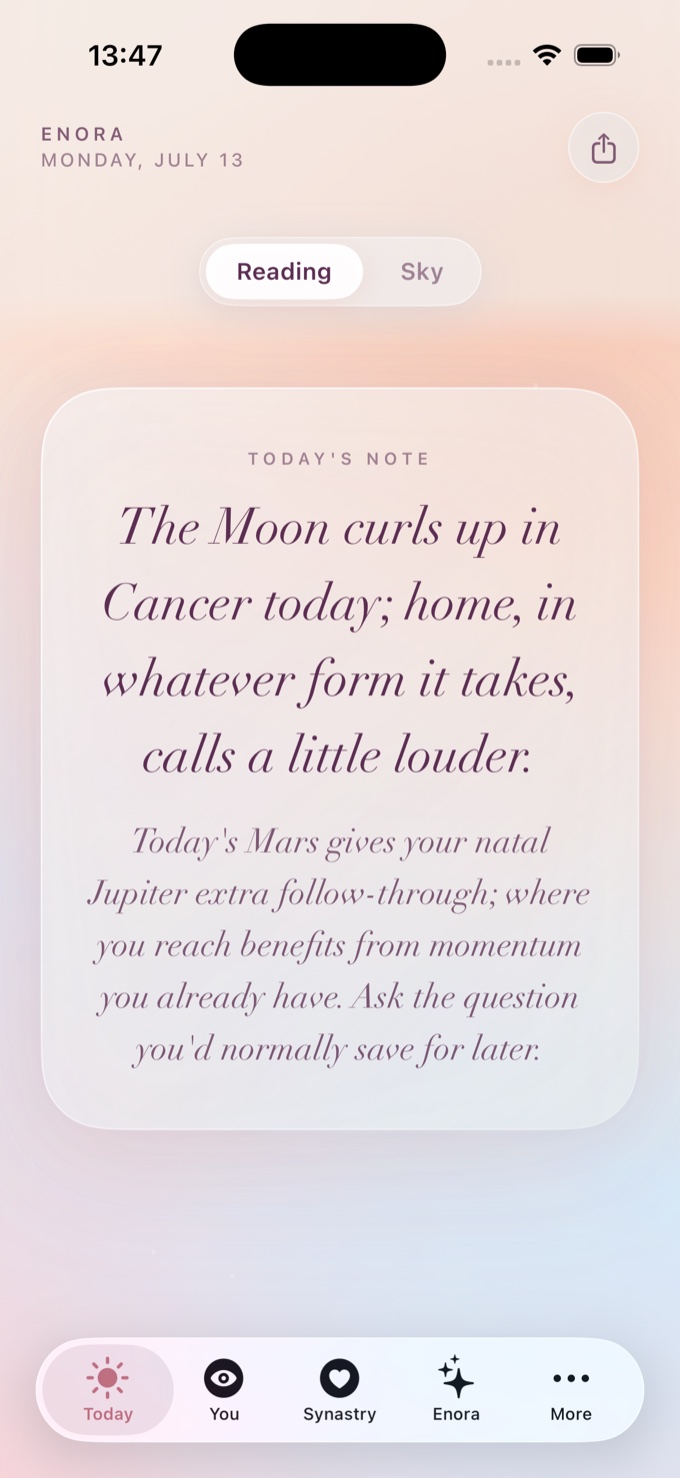 Enora app showing today's reading
